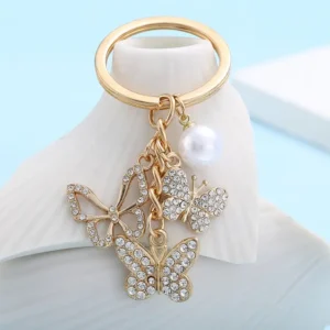 Butterfly & Pearl Bag Charm Keychain