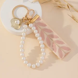 Pearl & Floral Ribbon Bag Charm Keychain