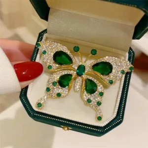 Emerald Butterfly Fashion Brooch Pin