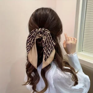 D-Printed Contrast Color Scarf Ponytail Scrunchie