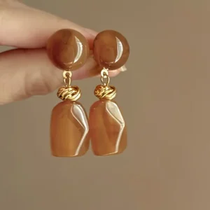 Elegant Amber Stone Drop Fashion Earrings