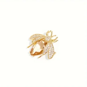 Amber Rhinestone Bee Fashion Brooch Pin