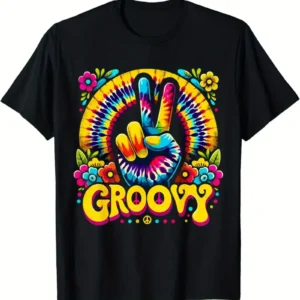 Groovy Peace Sign Graphic Print T-Shirt