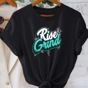 Rise & Grind Graphic Print T-Shirt (Black)