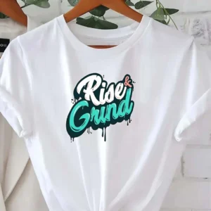 Rise & Grind Graphic Print T-Shirt (White)