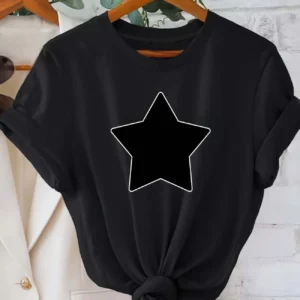 Star Graphic Print T-Shirt (Black)