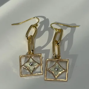 Crystal Flower Chain Link Drop Earrings (6 Colors)