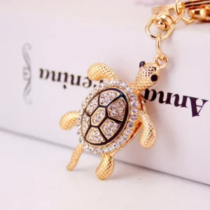 Beautiful Gold Crystal Turtle Bag Charm Keychain