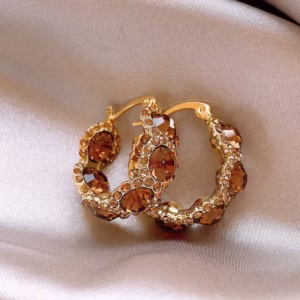 Cappuccino Crystal Hoop Earrings