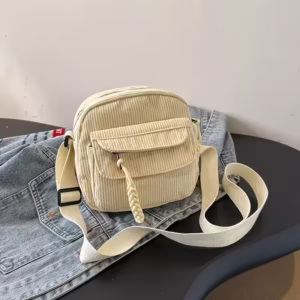 Front Pocket Corduroy Crossbody Bag